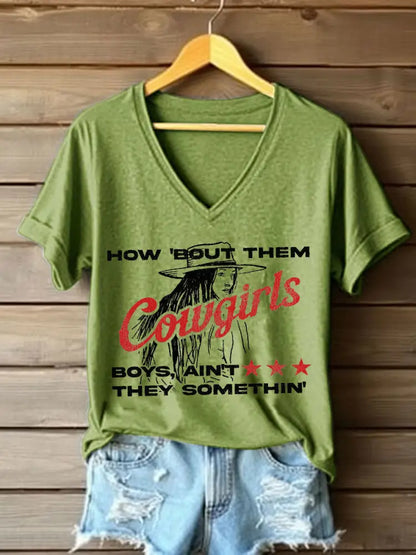 Women’s How ’Bout Them Cowgirls Short Sleeve T-Shirt Green / S