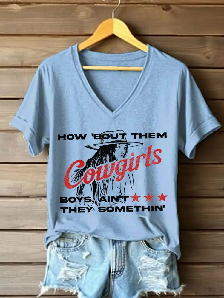 Women’s How ’Bout Them Cowgirls Short Sleeve T-Shirt Sky Blue / S