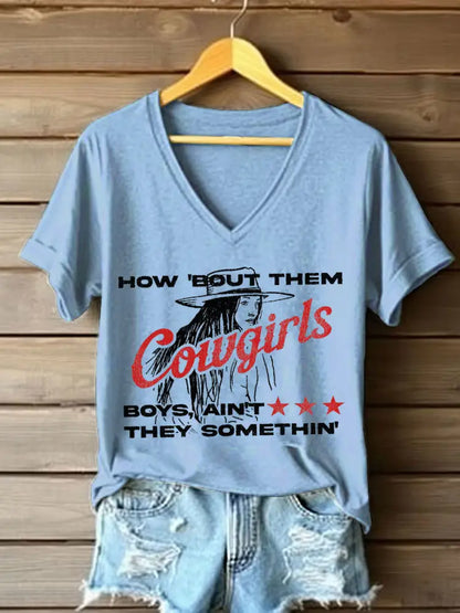Women’s How ’Bout Them Cowgirls Short Sleeve T-Shirt Sky Blue / S