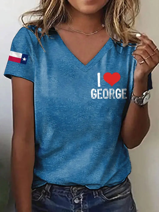 Women’s I Love George short-sleeved Country Music Fan T-shirt Blue / S