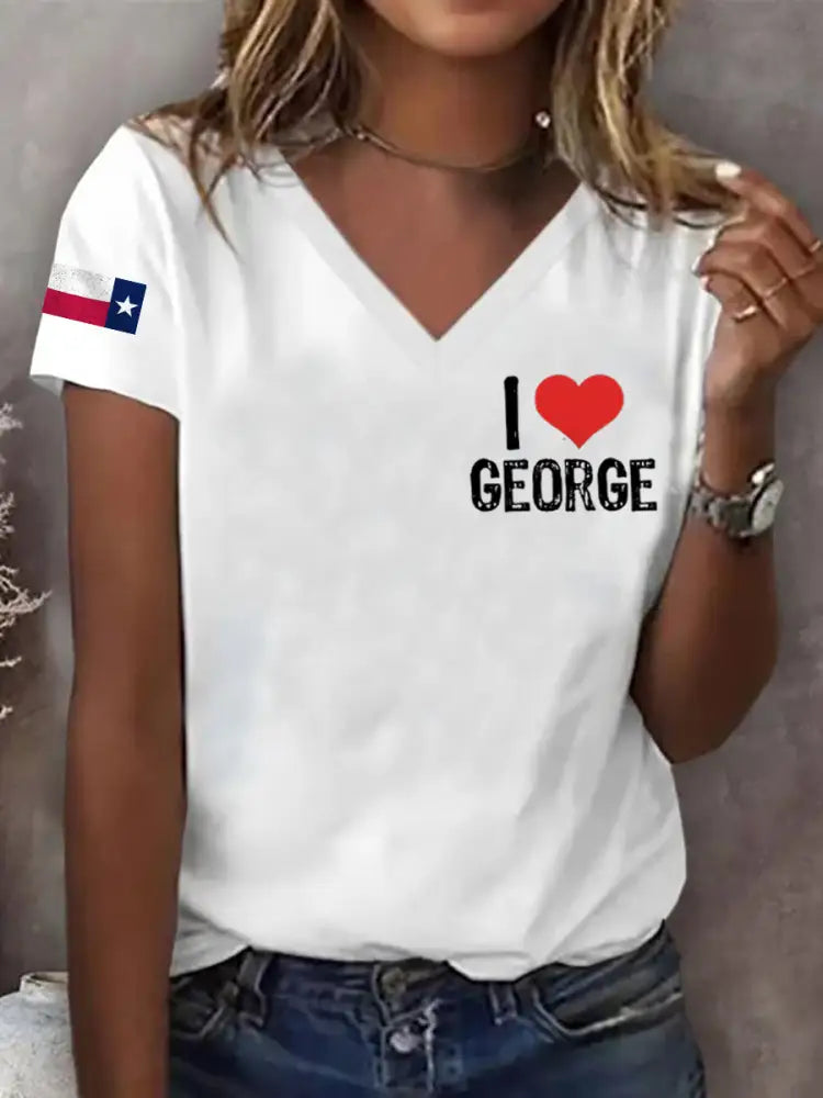 Women’s I Love George short-sleeved Country Music Fan T-shirt White / S