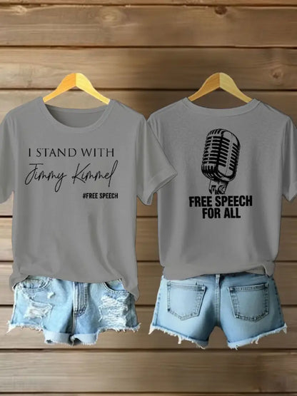 Women’s I Stand with Jimmy Kimmel Iron On Short Sleeve T-Shirt Light Gray / S