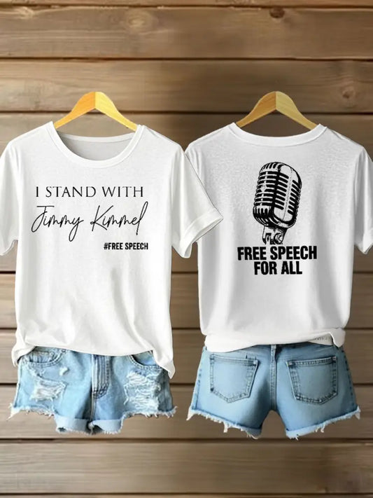 Women’s I Stand with Jimmy Kimmel Iron On Short Sleeve T-Shirt White / S