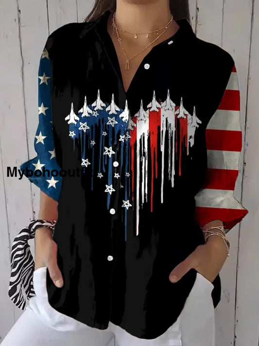 Women’s Independence Day Art Print Casual Shirt A / S