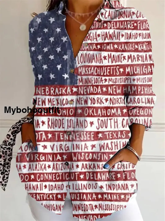 Women’s Independence Day Art Print Casual Shirt A / S