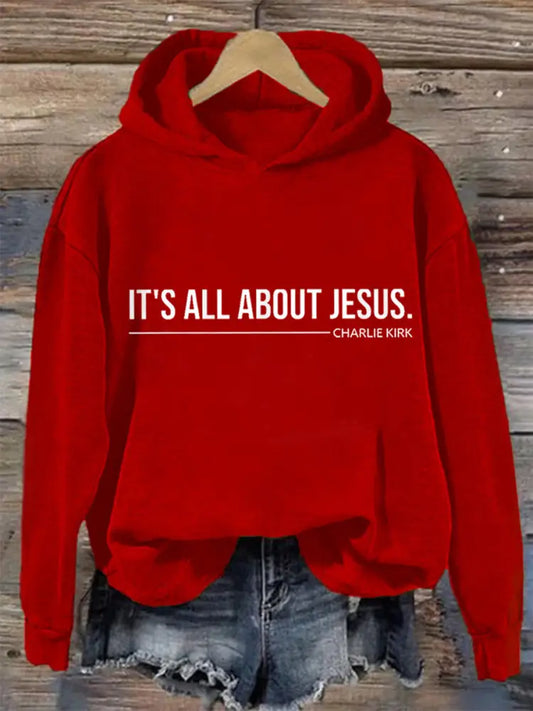 Women’s It’s All About Jesus Charlie Kirk Hoodie Red / S