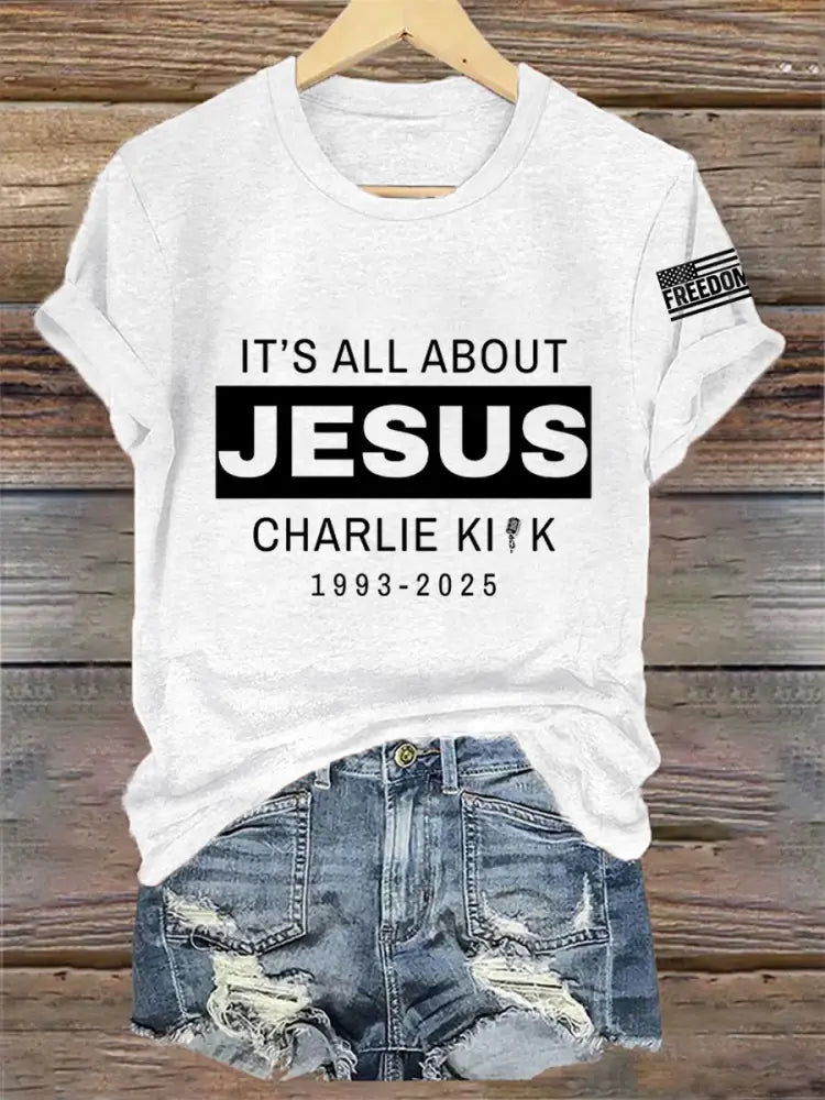 Women’s It’s All About Jesus R.I.P Charlie Kirk Tee White / S