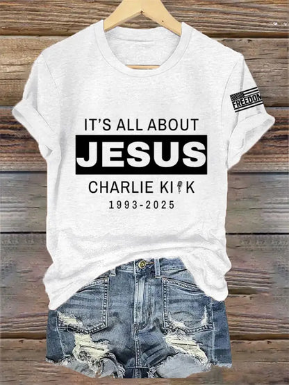 Women’s It’s All About Jesus R.I.P Charlie Kirk Tee White / S