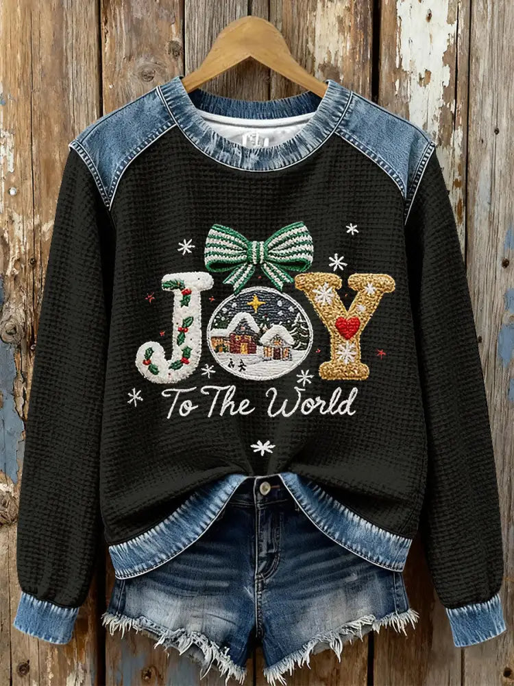Women’s Joy To The World Printed Casual Top Black / S