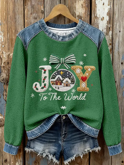 Women’s Joy To The World Printed Casual Top Green / S