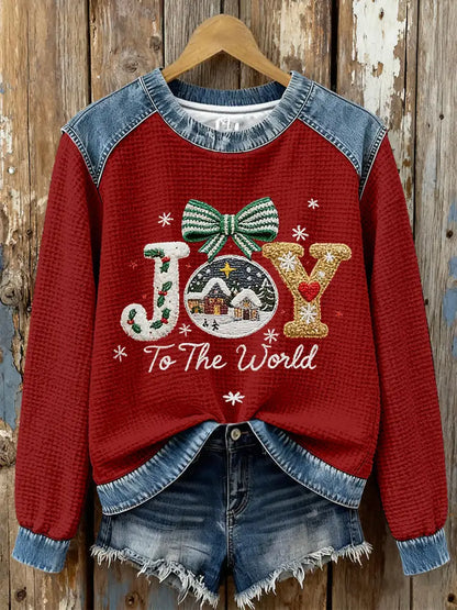 Women’s Joy To The World Printed Casual Top Red / S