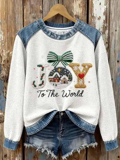 Women’s Joy To The World Printed Casual Top White / S