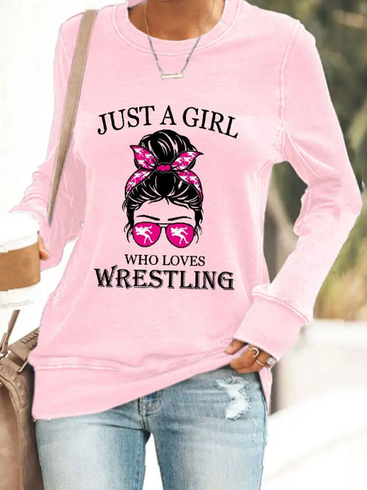 Women’s Just A Girl Who Loves Wrestling sweatshirt Pink / S
