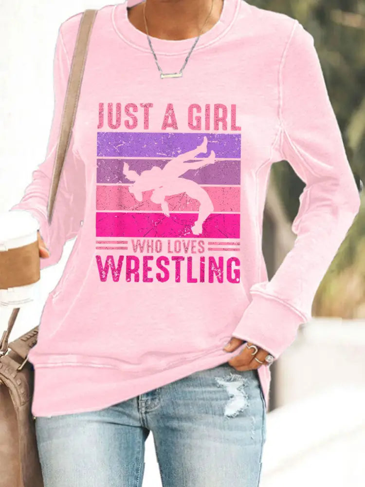 Women’s Just A Girl Who Loves Wrestling sweatshirt Pink / S