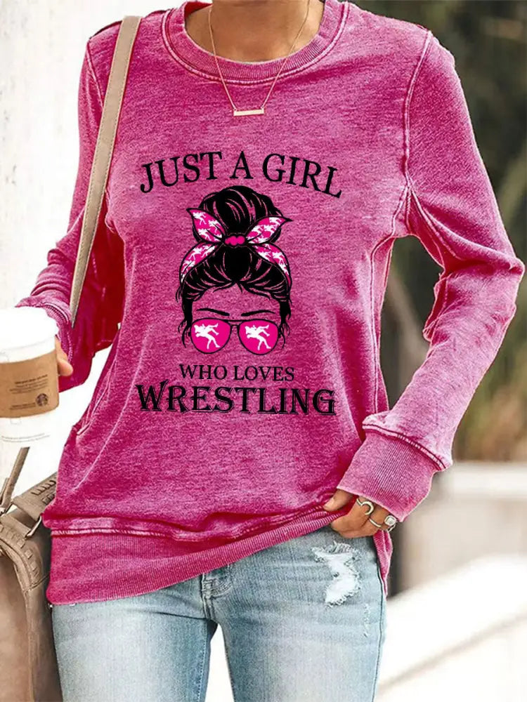 Women’s Just A Girl Who Loves Wrestling sweatshirt Rose Red / S