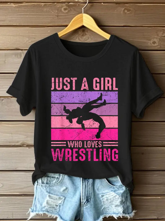 Women’s just a girl who loves wrestling T-shirts Black / S