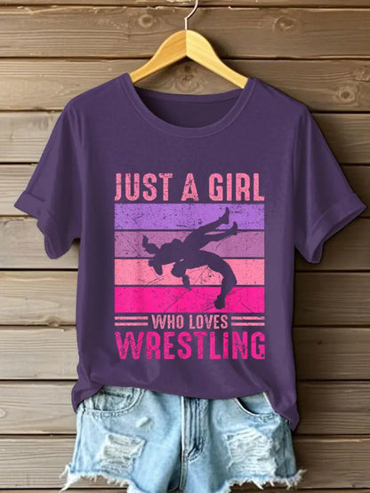 Women’s just a girl who loves wrestling T-shirts Deep Purple / S