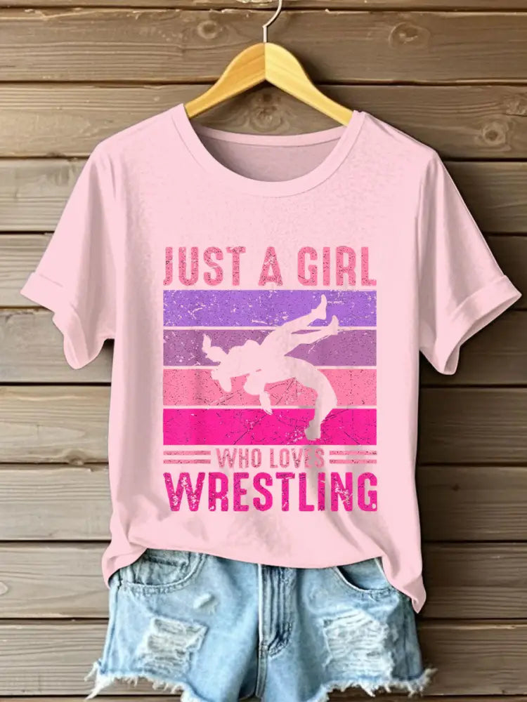 Women’s just a girl who loves wrestling T-shirts Light Pink / S