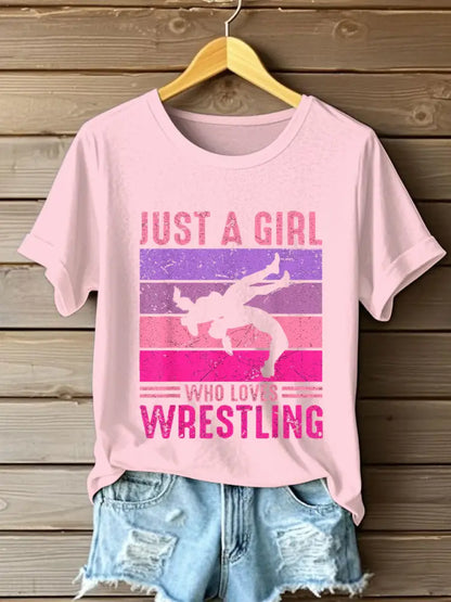 Women’s just a girl who loves wrestling T-shirts Light Pink / S