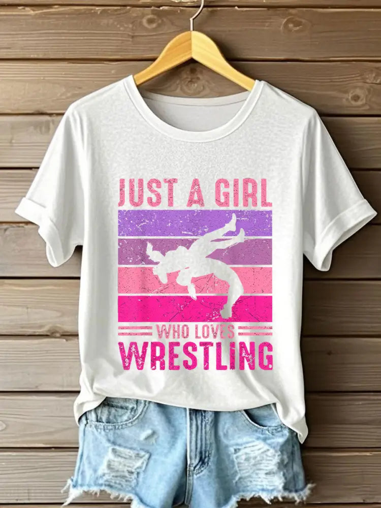 Women’s just a girl who loves wrestling T-shirts White / S