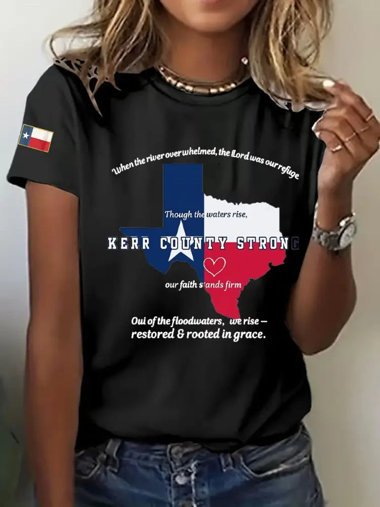 Women’s Kerr County Strong Printed Casual T-Shirt Black / S