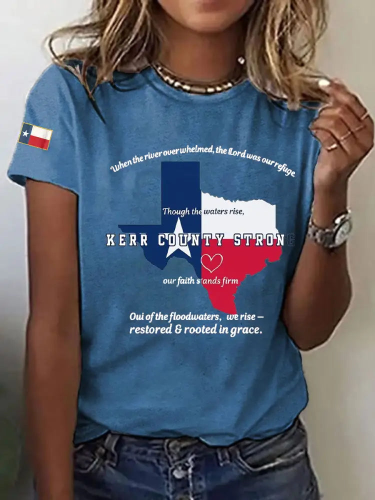 Women’s Kerr County Strong Printed Casual T-Shirt Blue / S