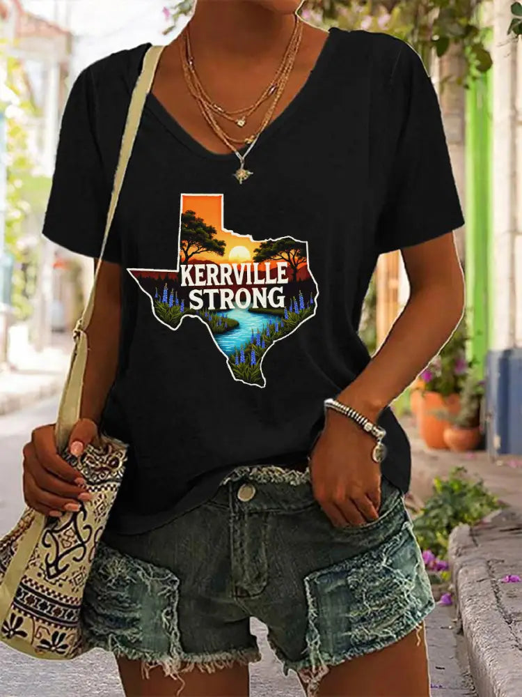Women’s Kerrville Strong Printed T-Shirt Black / S