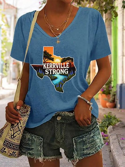 Women’s Kerrville Strong Printed T-Shirt Blue / S