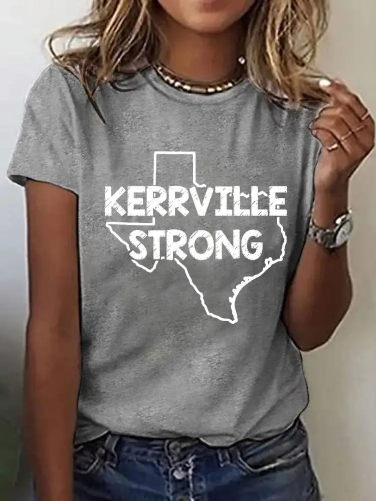 Women’s Kerrville Strong Printed T-Shirt Light Gray / S