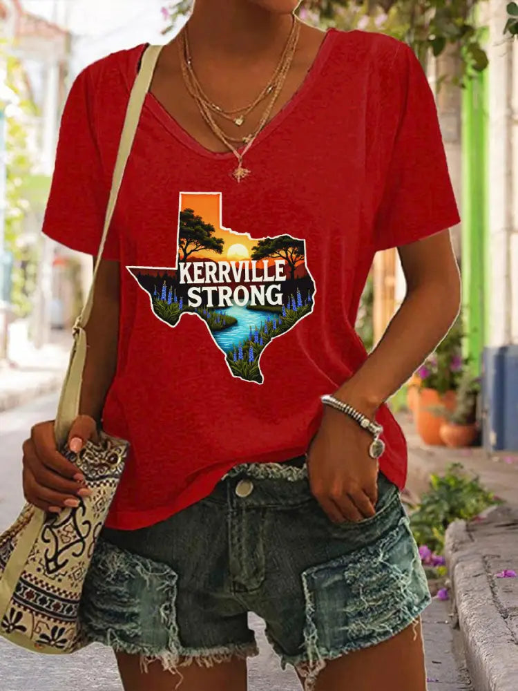 Women’s Kerrville Strong Printed T-Shirt Red / S