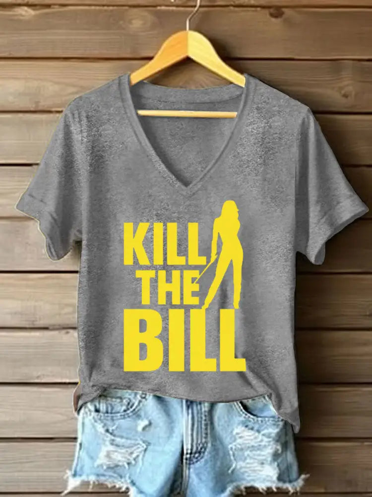 Women’s Kill The Bill 8647 FDT Printed T-Shirt Light Gray / S