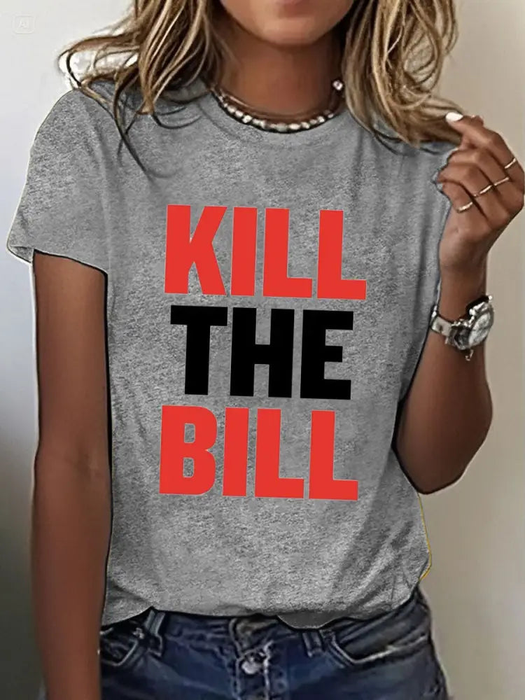 Women’s Kill The Bill 8647 FDT Printed T-Shirt Light Gray / S