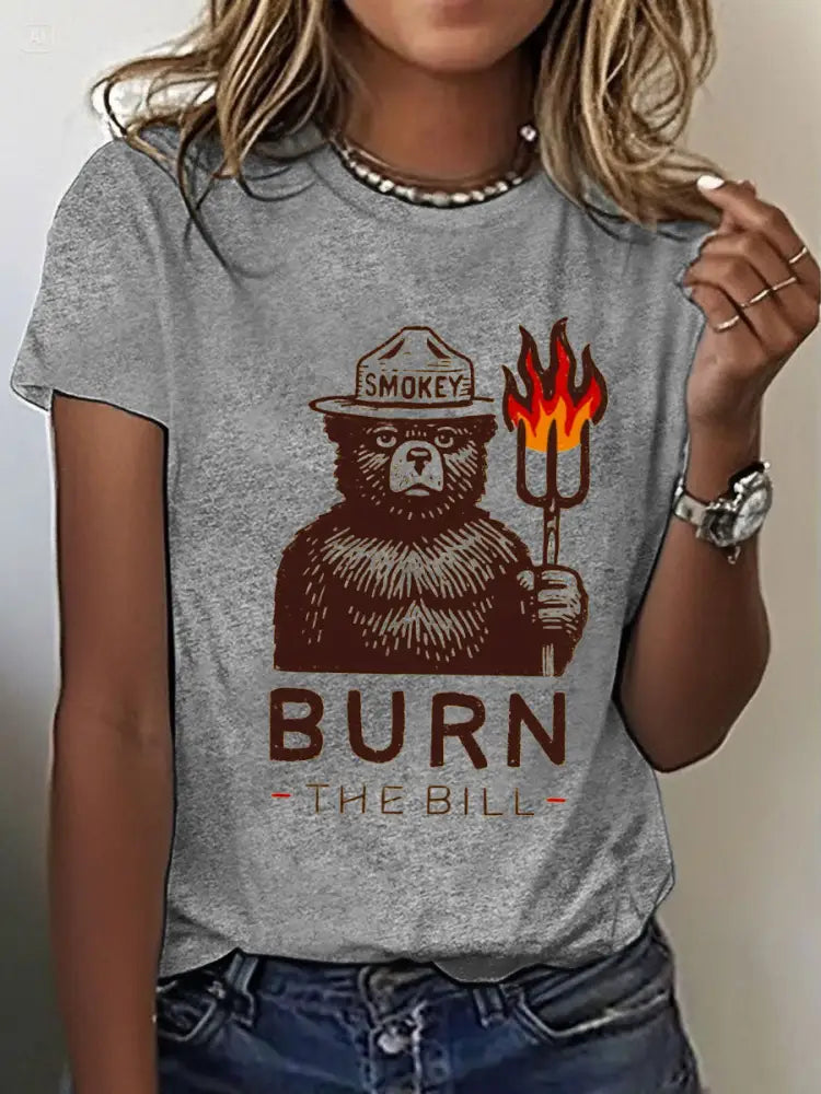 Women’s Kill The Bill 8647 FDT Printed T-Shirt Light Gray / S
