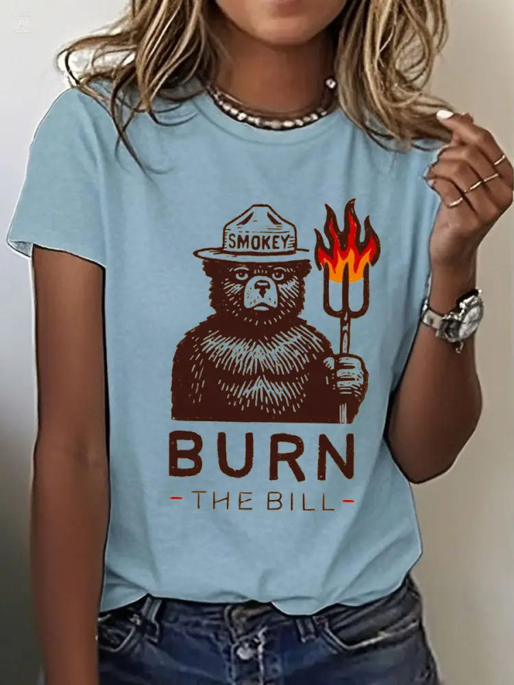 Women’s Kill The Bill 8647 FDT Printed T-Shirt Sky Blue / S