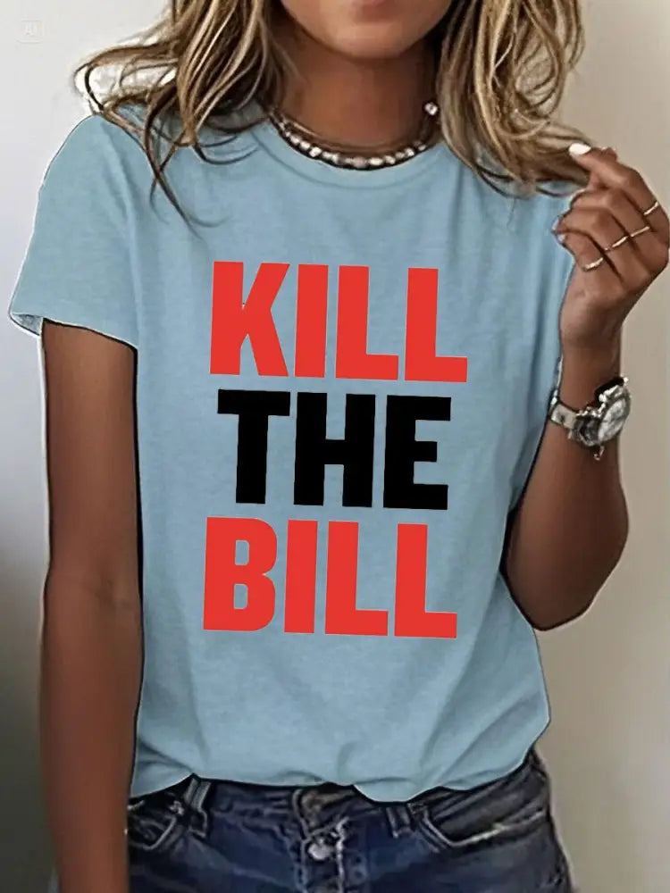 Women’s Kill The Bill 8647 FDT Printed T-Shirt Sky Blue / S