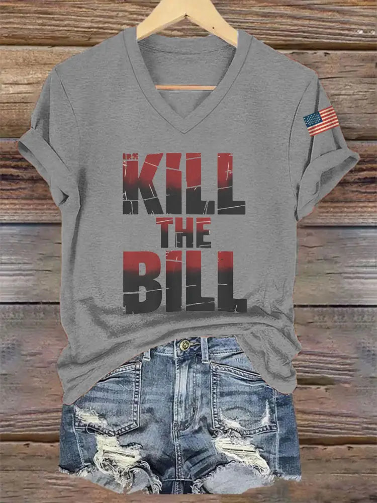 Women’s Kill The Bill V-Neck Tee Light Gray / S