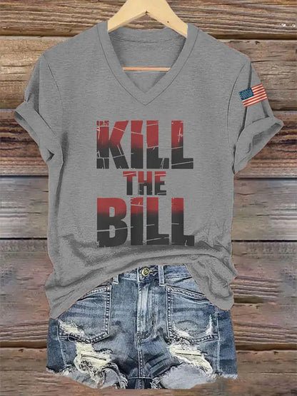 Women’s Kill The Bill V-Neck Tee Light Gray / S