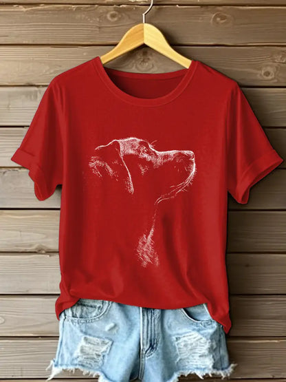 Women’s Labrador Print Casual T-Shirt Red / S