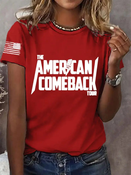 Women’s Limited Edition Charlie Kirk US Comeback Tour Short Sleeve T-Shirt Red / S