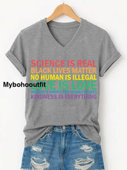 Women’s Love Is Love Pride Month Casual V-Neck Tee Light Gray / S