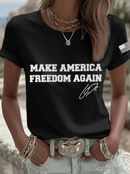 Women’s make america freedom again T-shirt Black / S