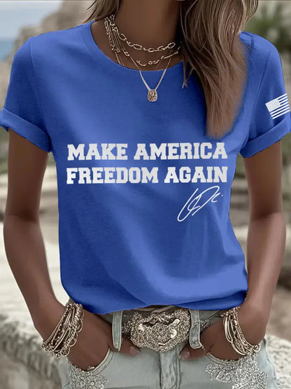 Women’s make america freedom again T-shirt Blue / S