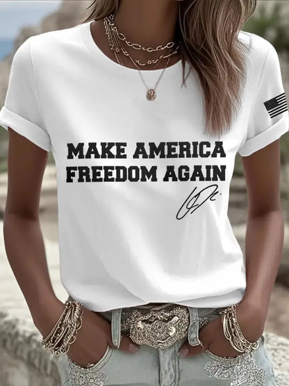 Women’s make america freedom again T-shirt White / S