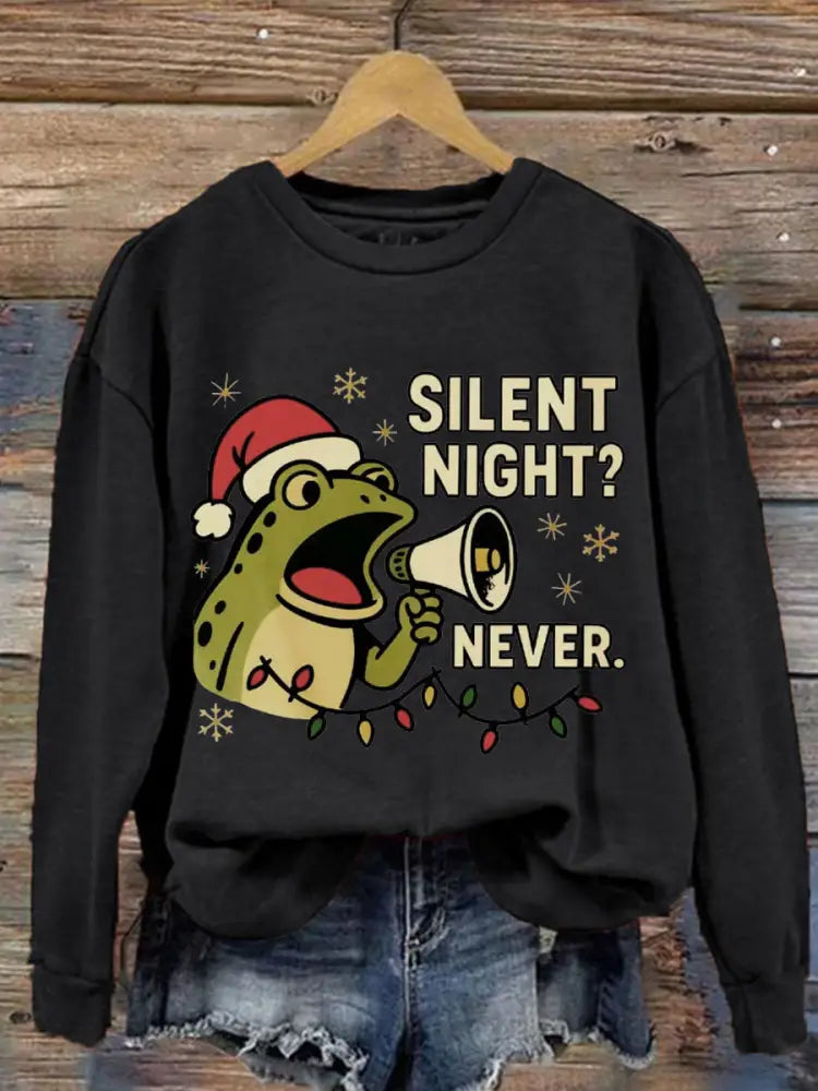 Women’s Merry Resistmas Portland Frog Printed Sweatshirt Black / S