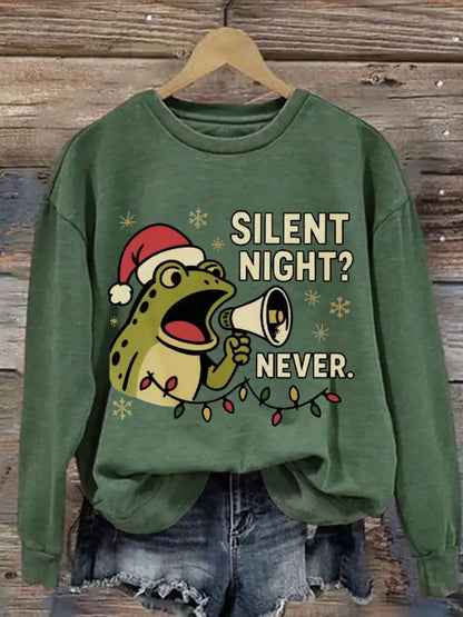 Women’s Merry Resistmas Portland Frog Printed Sweatshirt Green / S