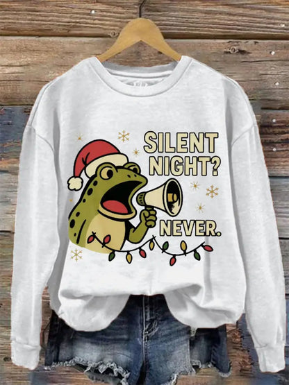 Women’s Merry Resistmas Portland Frog Printed Sweatshirt White / S