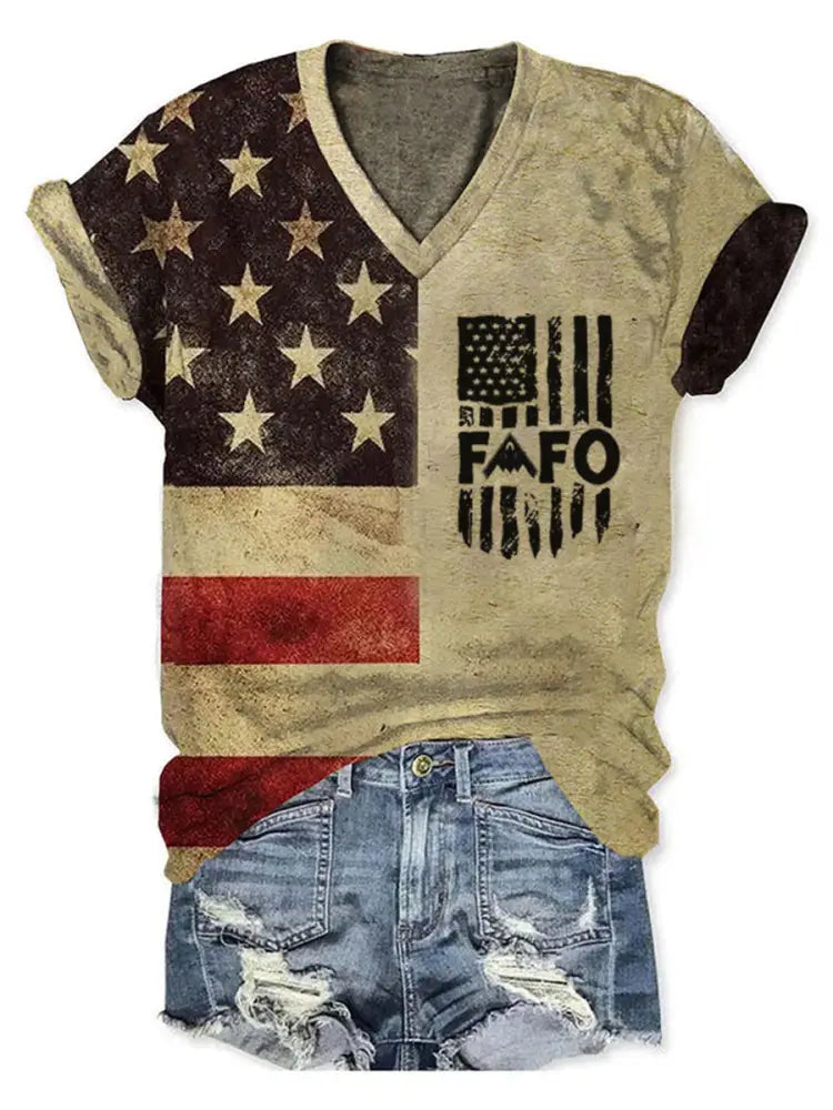 Women’s Midnight Hammer B2 FAFO Printed V-neck T-shirt As picture / S