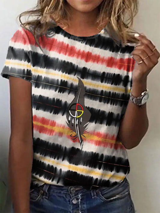 Women’s Native American Medicine Wheel Tie-Dye T-Shirt As picture / S