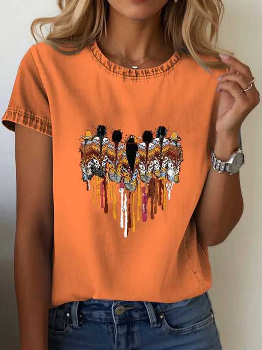 Women’s Native American T-shirt Orange / S
