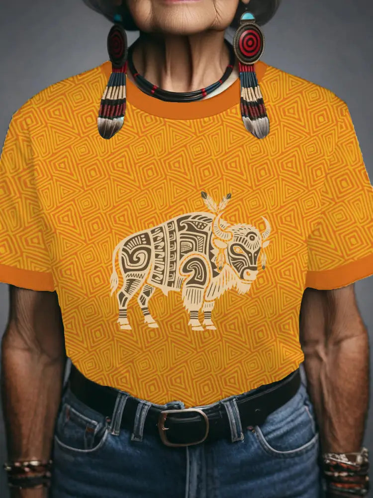 Women’s Native American T-shirt Orange / S